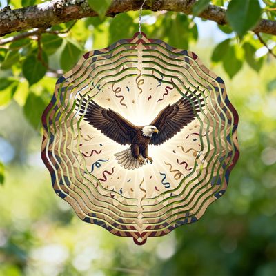 Eagle Wind Spinner, Natural, Brown Metal, 30.5 cm