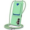 xinyunew Phone Lanyard Case for Samsung Galaxy A27 with Strap, Adjustable Removable Silicone Case with Card Holder, Green view 1