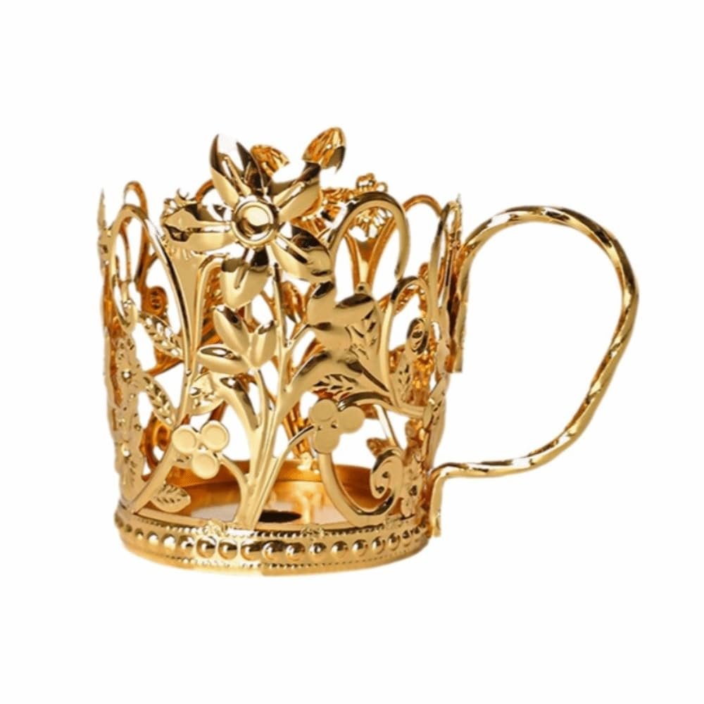 Drink Holder with Gold Floral Pattern