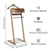 Freestanding Wooden Valet Stand with Dust Brush for Clothing Storage view 2