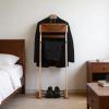 Freestanding Wooden Valet Stand with Dust Brush for Clothing Storage view 3