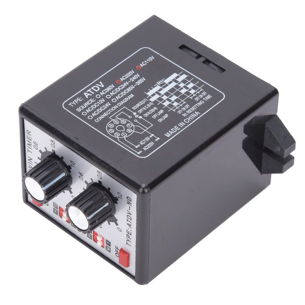 SIXRUN Button-Controlled Dual Timer Relay with Multiple Timing Combinations for AC 110V/220V