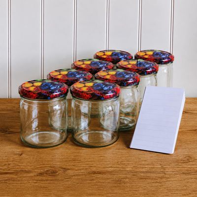 OOPS TOYS 32-Pack 350 ml Canning Jars with Screw-Top Lids and Labels