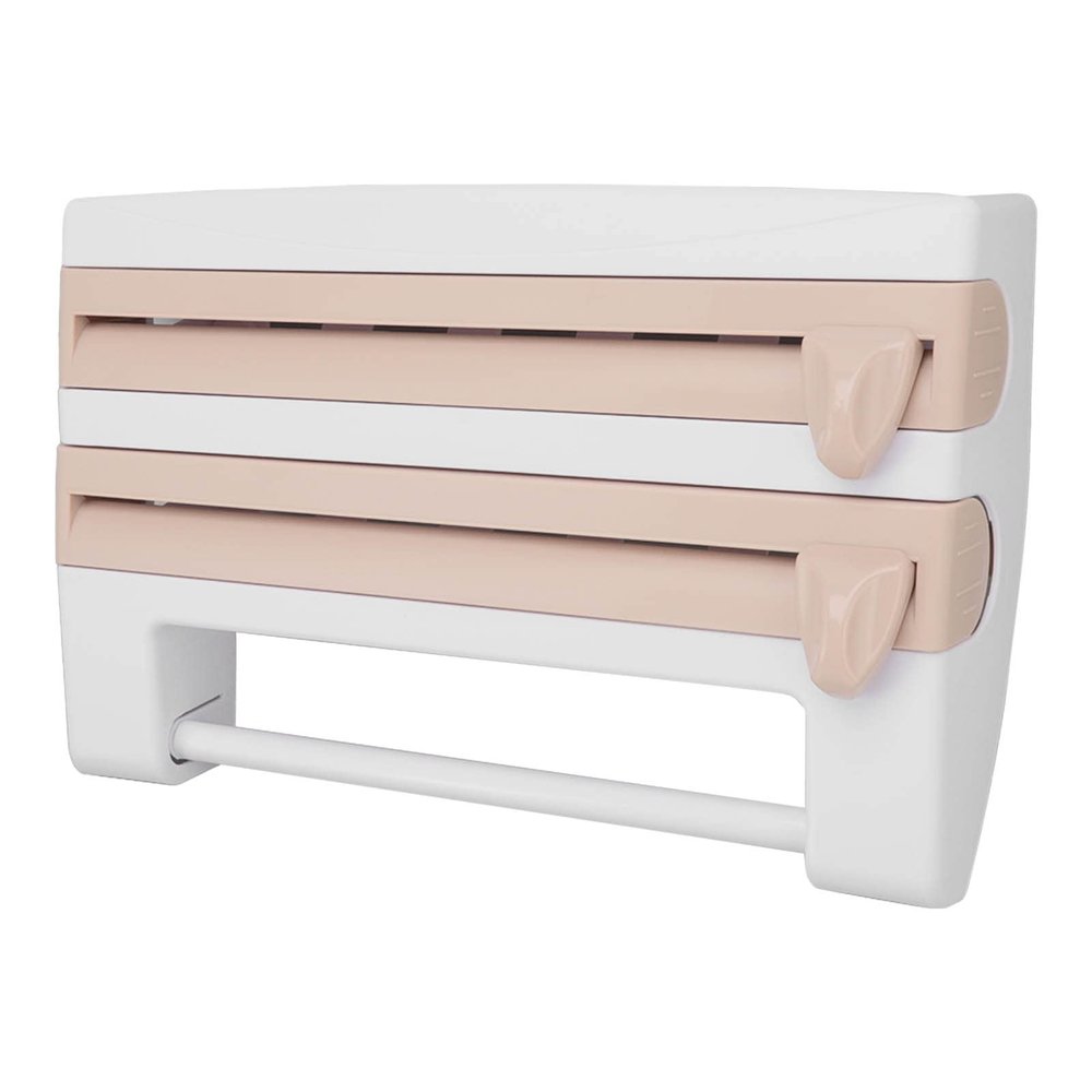 Naroote Plastic Wrap Holder with Cutter, Wall-Mounted, Khaki