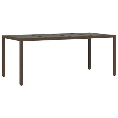 Yisssmeng 190 x 90 x 75 cm Outdoor Dining Table, Brown Poly Rattan with Glass Top
