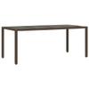 Yisssmeng 190 x 90 x 75 cm Outdoor Dining Table, Brown Poly Rattan with Glass Top view 1