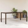 Yisssmeng 190 x 90 x 75 cm Outdoor Dining Table, Brown Poly Rattan with Glass Top view 2