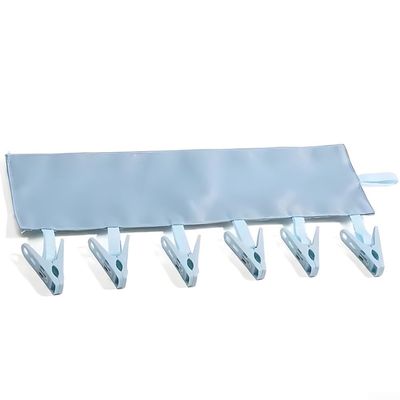 Travel-Friendly Fabric Clothes Hanger with Clips (Blue)