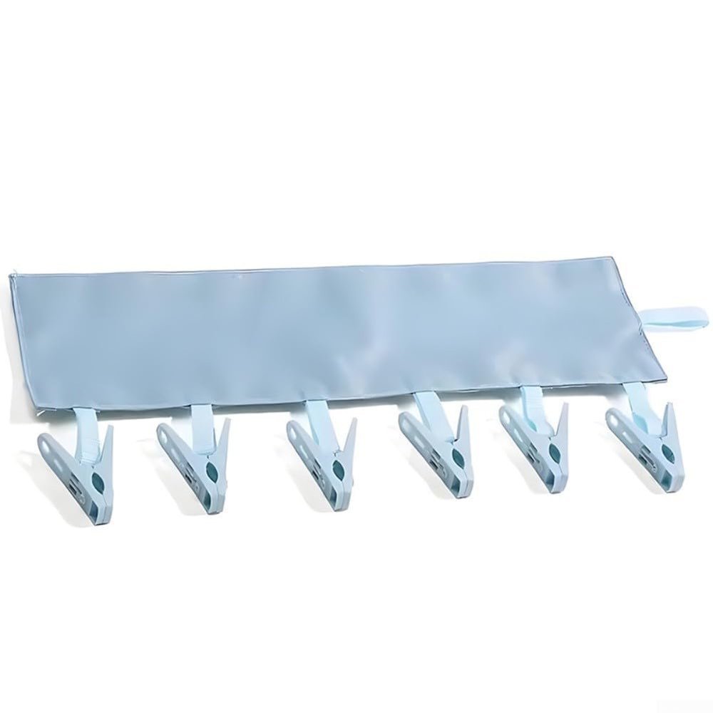 Travel-Friendly Fabric Clothes Hanger with Clips (Blue)