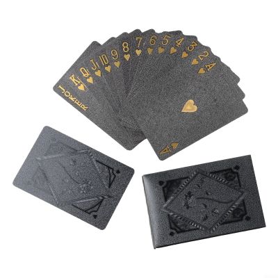 Plastic Poker Card Set with Waterproof Black and Gold Design, Lightweight and Easy to Shuffle for Poker, Blackjack, and Card Games, Portable for Travel