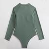 Women's One-Piece Long-Sleeve Rash Guard Swimsuit with Front Zipper view 4