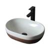 Vintage Ceramic Countertop Sink, Indoor/Outdoor, White and Brown view 1