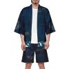 Men's Japanese-Inspired Kimono Set with 3/4-Sleeve Cardigan and Harem Pants view 1