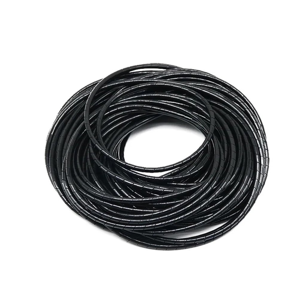 WUDOLI Flame-Retardant Spiral Cable Wrap, Wraparound Tubing, Wire Rope Thimble Tools (Black, 18 mm OD x 2.7 m)