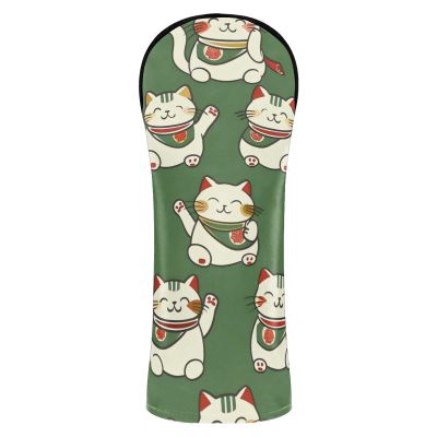 Cute White Lucky Cat Golf Club Headcovers, Premium Leather with Number Tags for Woods, Drivers, Fairway Woods and Hybrids