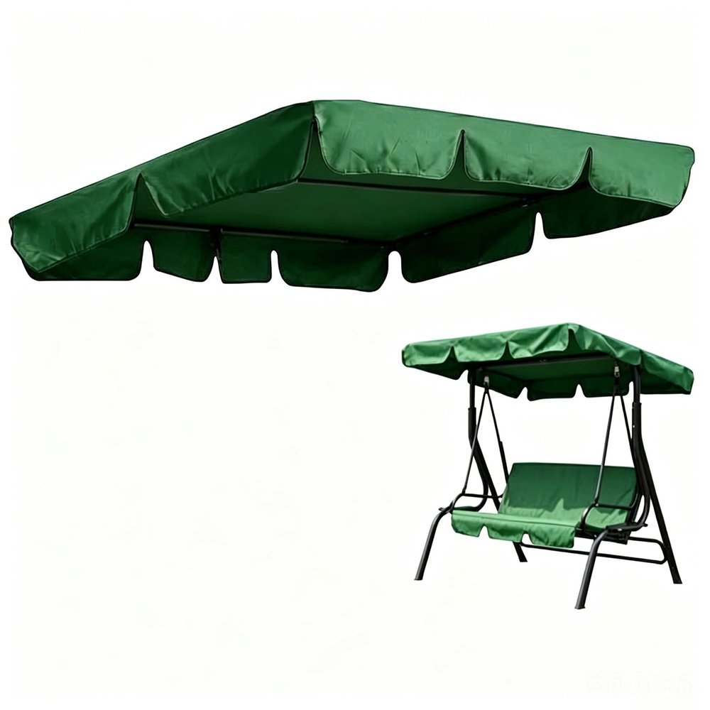 Porch Swing Replacement Canopy, 210D Waterproof Polyester, Green, 190 x 132 x 15 cm