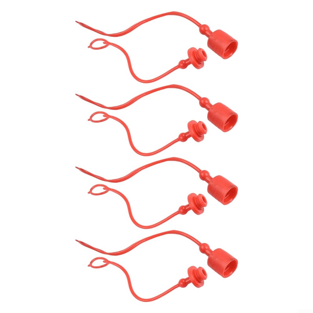 ISO7241B Hydraulic Coupling Dust Protection Set, 4 Red Rubber Covers for Male and Female Couplings (3/20.3 cm)