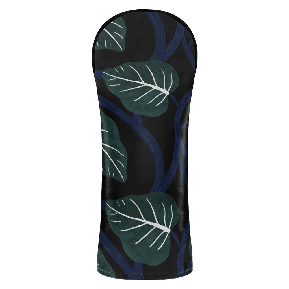 Golf Club Headcovers with Green Leaves for Drivers, Hybrids, and Fairway Woods