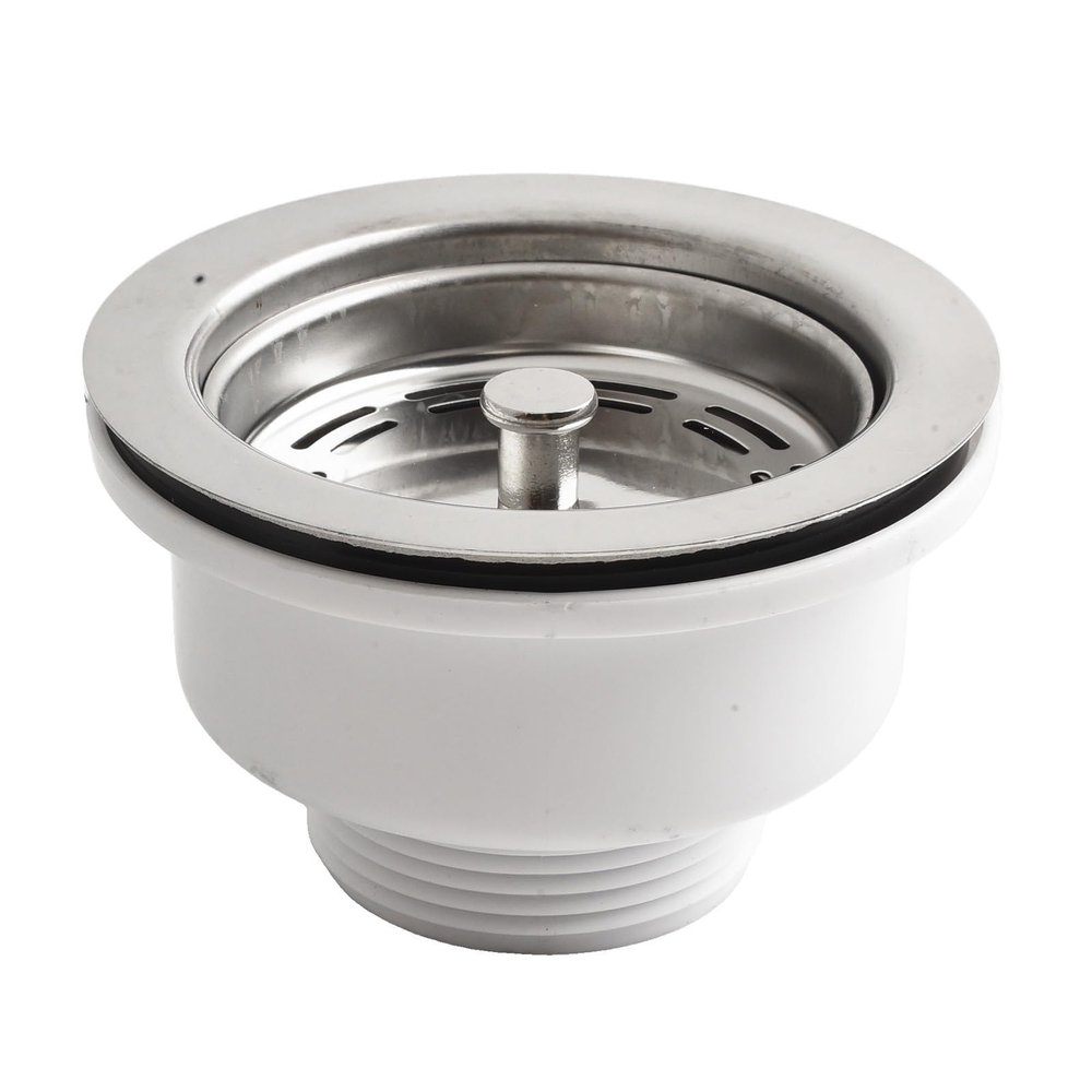 Lapiglo Silver Stainless Steel Drain Strainer, 90 mm Flange, Fits Standard Kitchen Basket Drain Set, 70–80 mm Opening