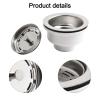 Lapiglo Silver Stainless Steel Drain Strainer, 90 mm Flange, Fits Standard Kitchen Basket Drain Set, 70–80 mm Opening view 4