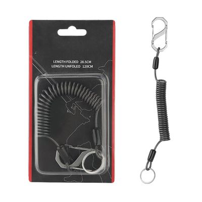 BlesConi Retractable Fishing Lanyard, Stainless Steel Core, 119.9 cm, Black