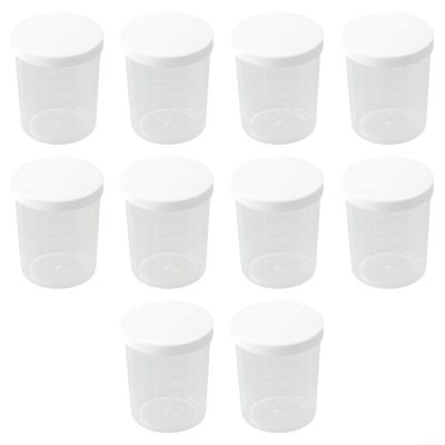 10 Transparent Plastic Measuring Cups with Lids