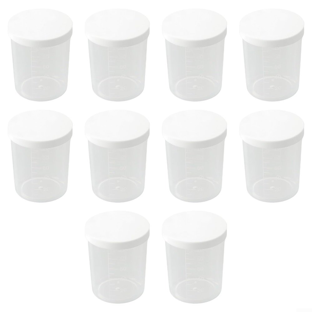10 Transparent Plastic Measuring Cups with Lids