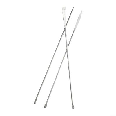 3-Piece Stainless Steel Lab Spoon Spatula Set, Square Head, 22 cm
