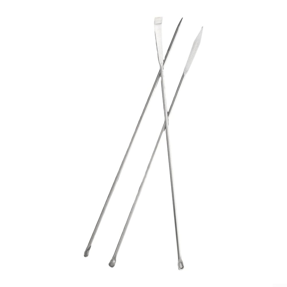 3-Piece Stainless Steel Lab Spoon Spatula Set, Square Head, 22 cm