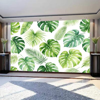 Non-Woven Photo Wallpaper 200 x 140 cm, 3D Palm Leaf Tropical Plants, Model m2063