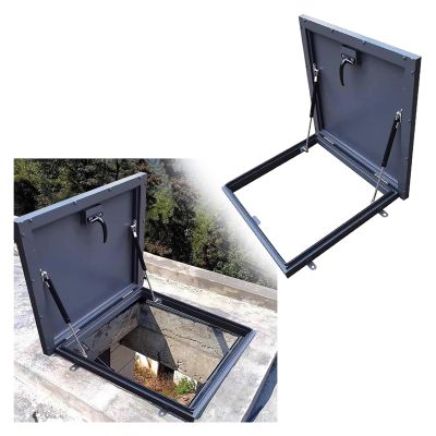 Roof Hatch, Gray Metal Manhole Cover with Rubber Seal, Square Roof Access Cover (19–39 in), for Basements and Outdoor Use (Inner Dimensions: 21.3 x 21.3 in)