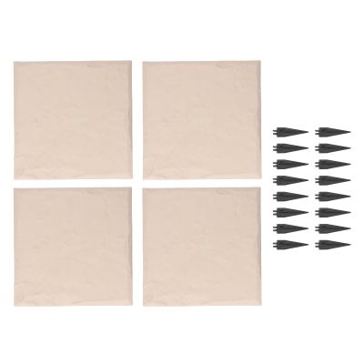 15.5-Inch Square Polypropylene Resin Stepping Stones with Ground Stakes, Beige