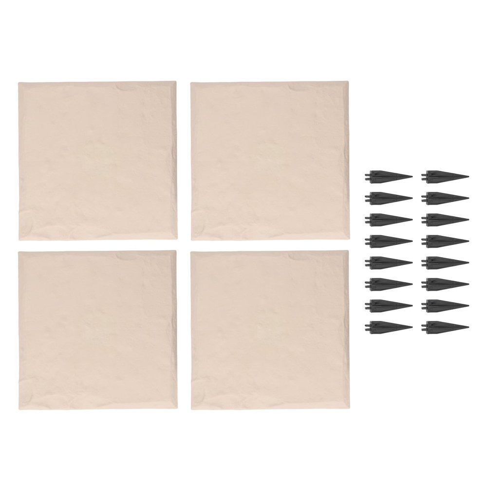 15.5-Inch Square Polypropylene Resin Stepping Stones with Ground Stakes, Beige