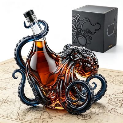 Octopus-Shaped Decanter, 350 ml, Handmade Lead-Free Glass