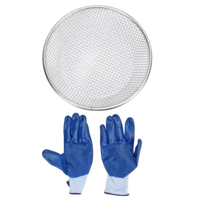 Socobeta Durable Stainless Steel Soil Sieve for Gardening with Non-Slip Gloves, Fits 5-Gallon Buckets, 30 cm