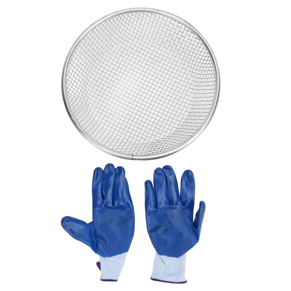 Socobeta Durable Stainless Steel Soil Sieve for Gardening with Non-Slip Gloves, Fits 5-Gallon Buckets, 30 cm
