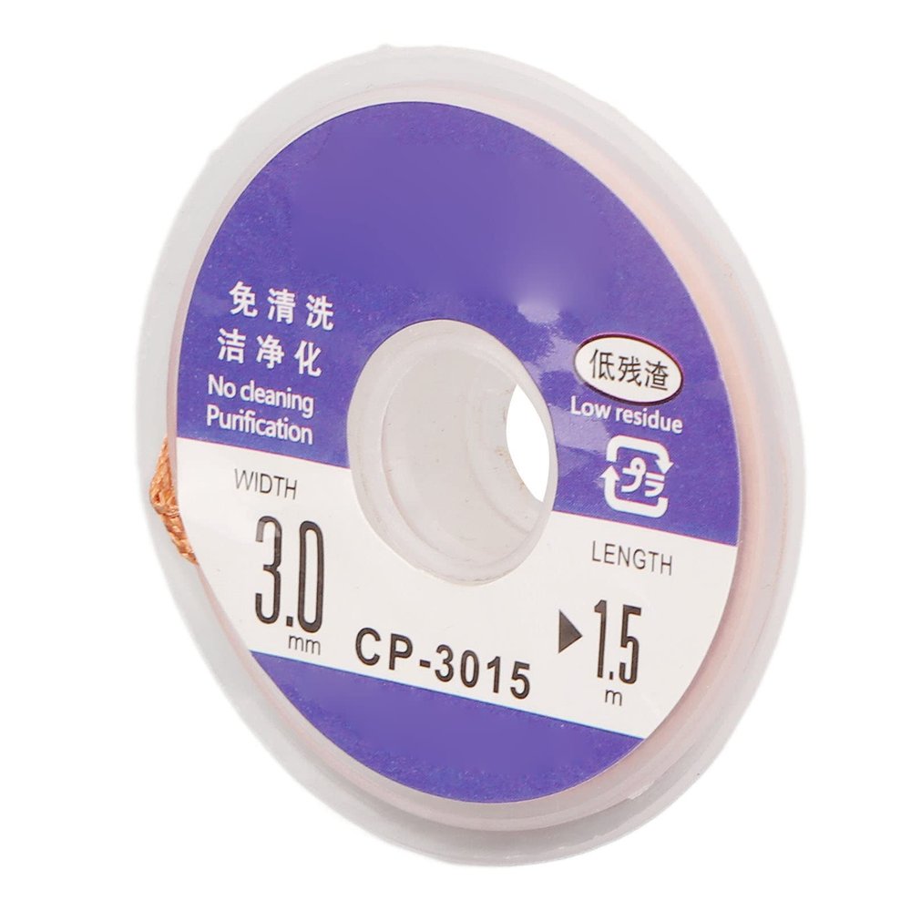 Ausla Desoldering Wick, Red Copper Braid, 1.5 m/4.9 ft, Soft Flat Wick for PCB Repair (CP-3015)