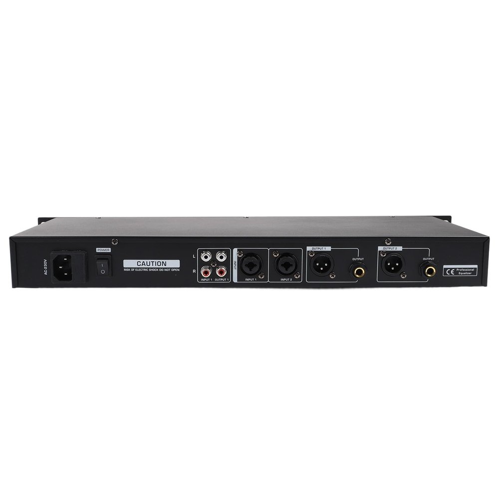 BildeeMait 1U Rack-Mount 31-Band Graphic Equalizer for Dual-Channel DSP Audio Processing with Noise Reduction, XLR/TRS, Home KTV