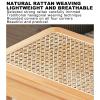 2-Seater Wooden Entryway Bench with Rattan Seat view 3