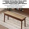 2-Seater Wooden Entryway Bench with Rattan Seat view 4