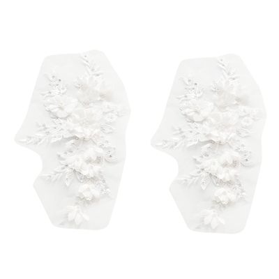 Frahou 2X Pearl Hot Drill Lace Bridal Flower Embroidery Patches