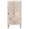 Sinkzol Sideboard with Storage, White, 40 x 33.5 x 75 cm, Solid Mango Wood with Metal Legs view 2