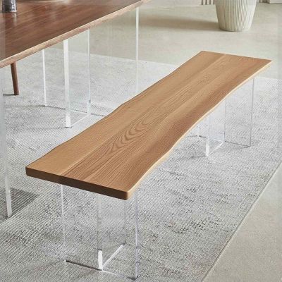 Floating Wooden Bench with Acrylic Legs, Weather-Resistant, 299.4 kg Capacity