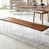 Floating Wooden Bench with Acrylic Legs, Weather-Resistant, 299.4 kg Capacity view 3