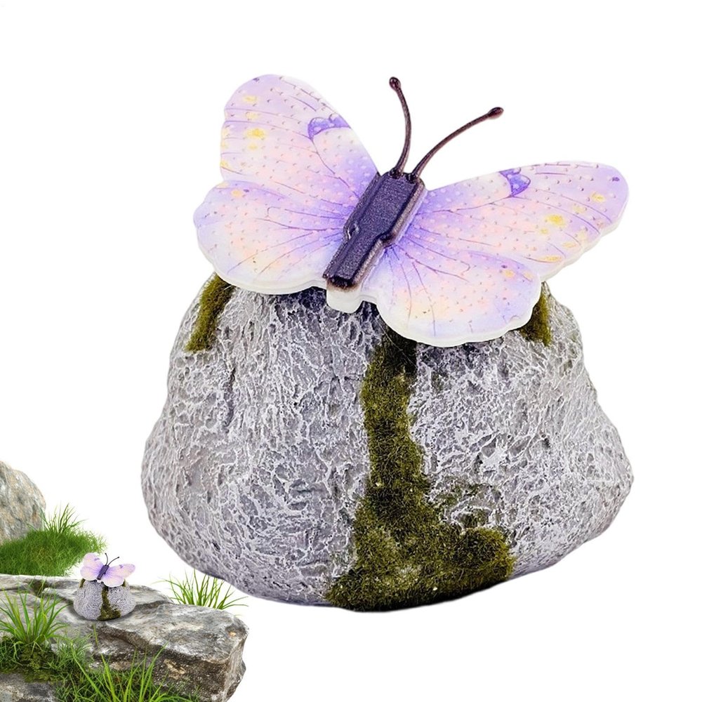 Solar LED Butterfly Garden Stone