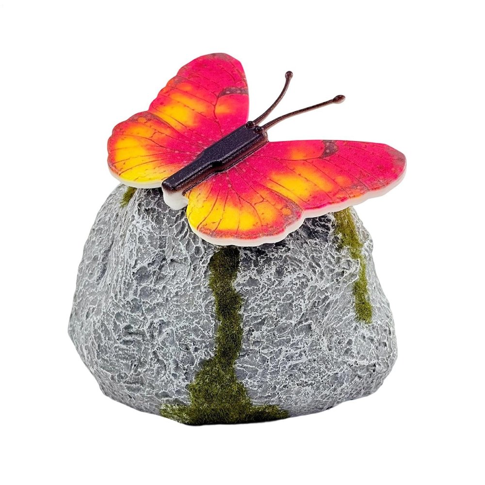 Solar LED Butterfly Garden Stone, Illuminated Landscape Decor