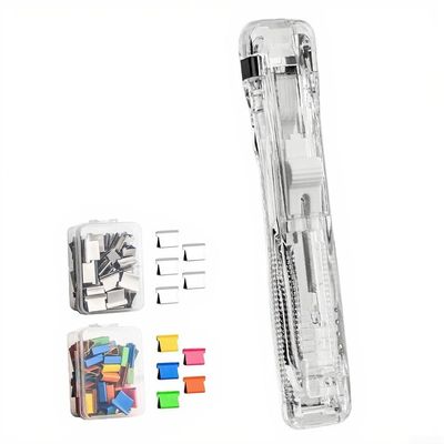 Portable Push-Clip Stapler with Transparent Housing