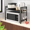 Huairdum Expandable Carbon Steel Microwave Rack, Adjustable Countertop Organizer, Single Layer view 2