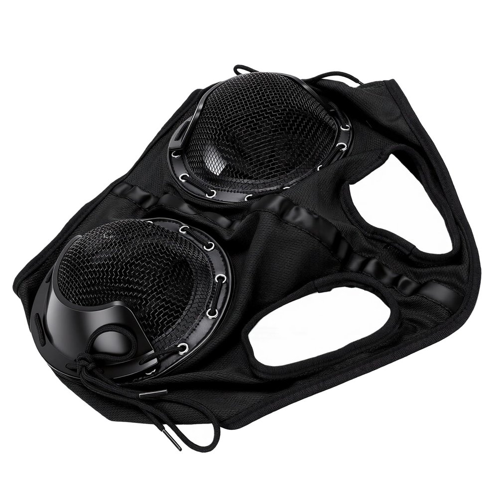 Black Horse Eye Cover with Breathable Knit Fabric and Adjustable Half Blinders
