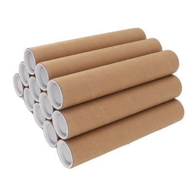 Annadue 12-Pack Round Paper Mailing Tubes with Plastic Caps, 5.3 x 30 cm